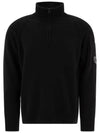 Lambswool GRS Half Zipped Knit Top Black - CP COMPANY - BALAAN 2