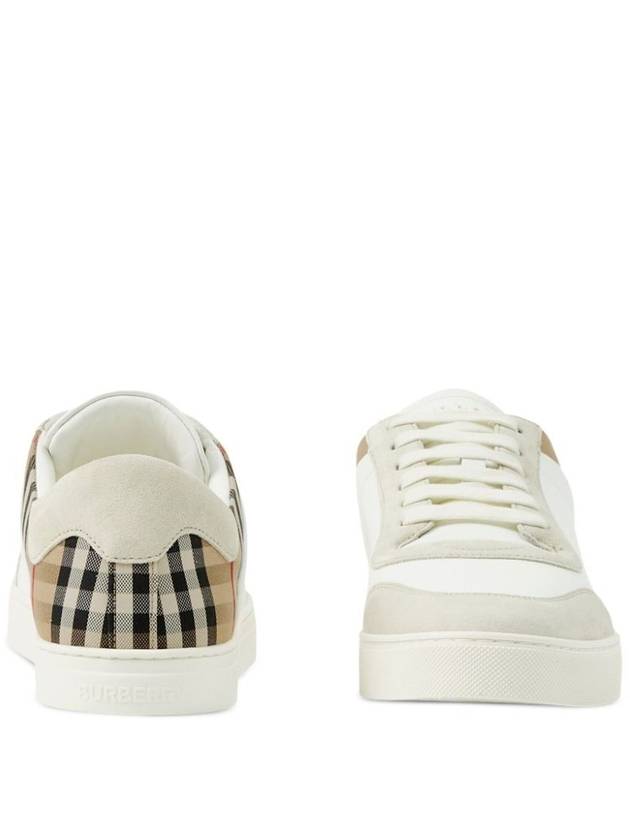 Check Leather Suede Sneakers Natural White Archive Beige - BURBERRY - BALAAN 5