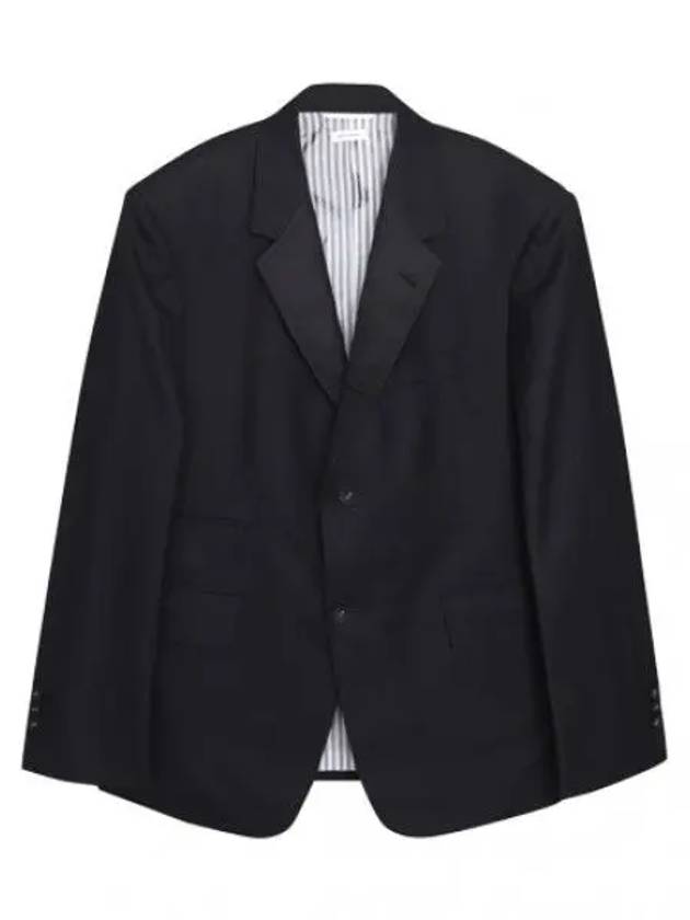 Silk pale lapel super 120 count twill wool jacket - THOM BROWNE - BALAAN 1