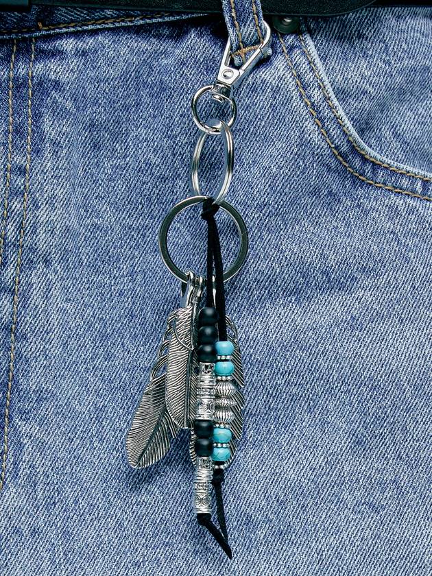 Navajo Feather Beads Keyring Black - KND - BALAAN 5