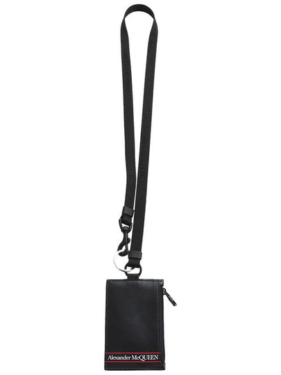 Striped Logo Neck Strap Card Wallet Black - ALEXANDER MCQUEEN - BALAAN 2