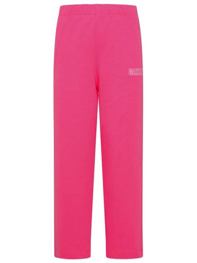 Logo Banding Sweat Straight Pants Pink - GANNI - BALAAN 2