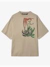 Palm print crew neck short sleeve t shirt beige PMAA066S23JER0036155 - PALM ANGELS - BALAAN 2