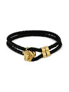 Medusa Braided Leather Bracelet Black Gold - VERSACE - BALAAN 3