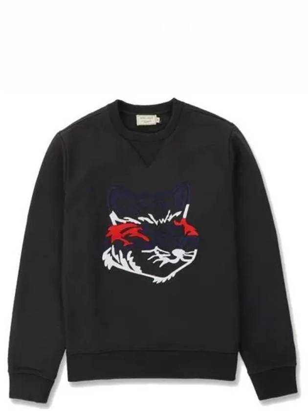 GM00339KM0017 BK Big Fox Patch Round Sweatshirt Black Men s TJ 271212 - MAISON KITSUNE - BALAAN 1