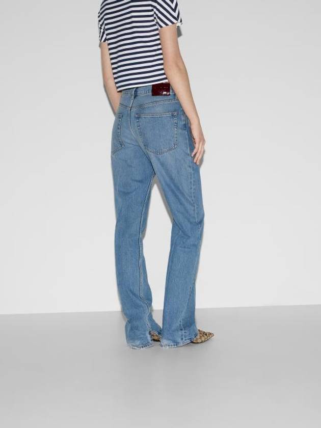 Cotton Back Logo Patch Straight Jeans Blue - GUCCI - BALAAN 5