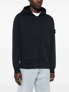 Garment Dyed Cotton Fleece Full Zip Hooded Jacket Navy - STONE ISLAND - BALAAN 3