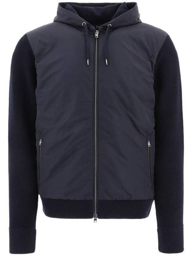 Men's Waffle Knit Nylon Bomber Jacket Navy - HERNO - BALAAN 1