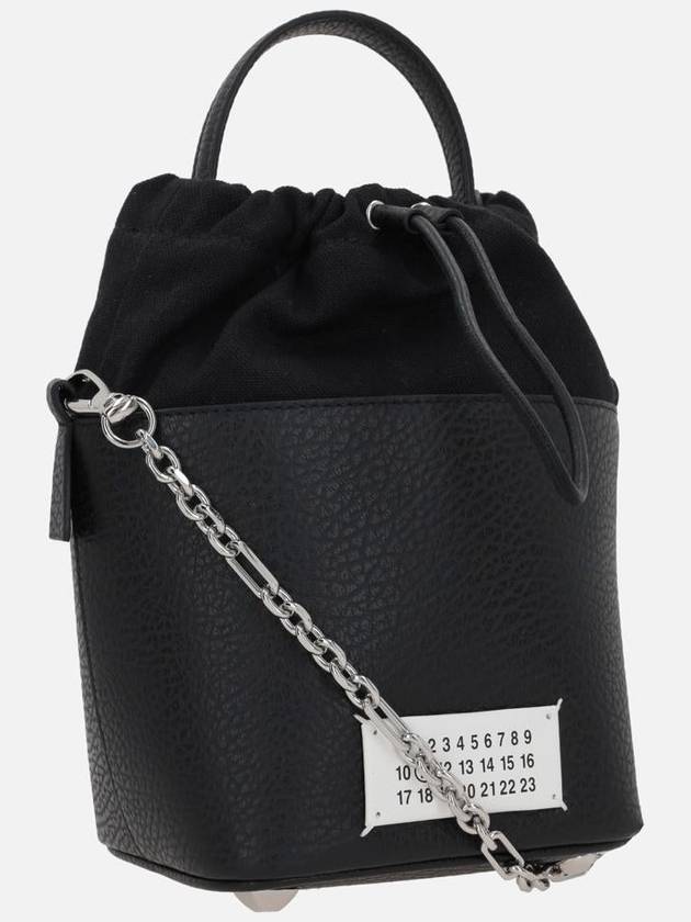 5AC Number Logo Texture Leather Bucket Bag Black - MAISON MARGIELA - BALAAN 3