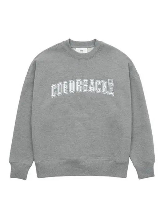 Sacre Crew Lettering Cotton Sweatshirt Grey - AMI - BALAAN 2