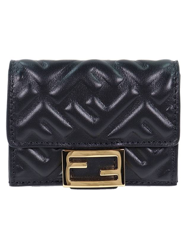 FF Baguette Flap Card Half Wallet Black - FENDI - BALAAN 2