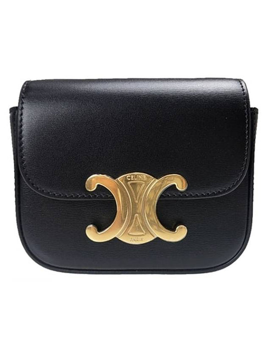 Triomphe Small Shiny Calfskin Cross Bag Black - CELINE - BALAAN 2