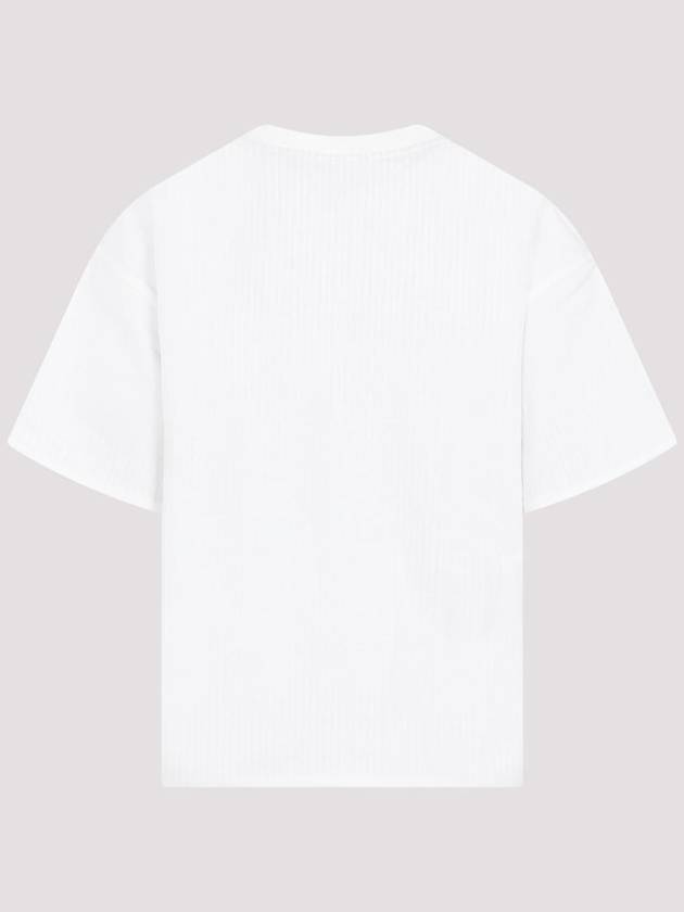 Double Layer Cotton Check Short Sleeve T-Shirt White - BOTTEGA VENETA - BALAAN 3