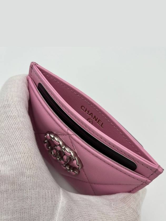 19 Chain Logo Lambskin Card Holder Pink - CHANEL - BALAAN 3