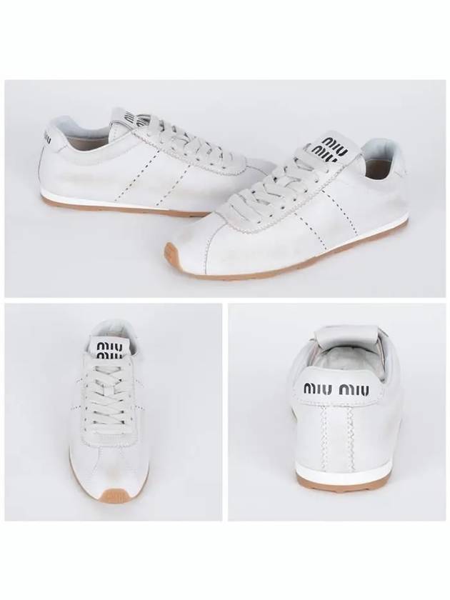 Bleached Nappa Leather Low Top Sneakers White - MIU MIU - BALAAN 3