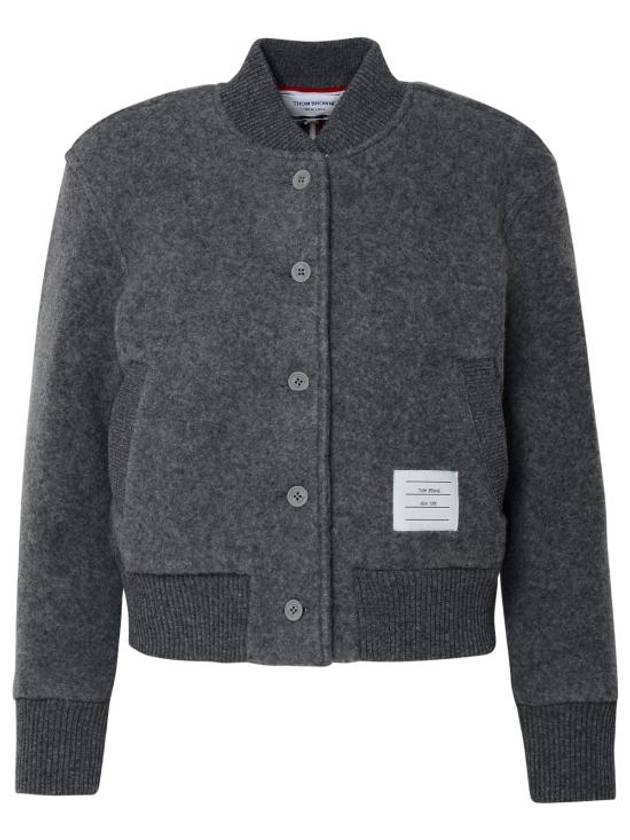 Striped Wool Fleece Bomber Jacket Grey - THOM BROWNE - BALAAN 1