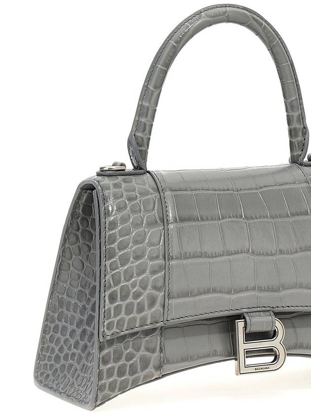 Crocodile Embossed Hourglass Small Calfskin Tote Bag Gray - BALENCIAGA - BALAAN 4