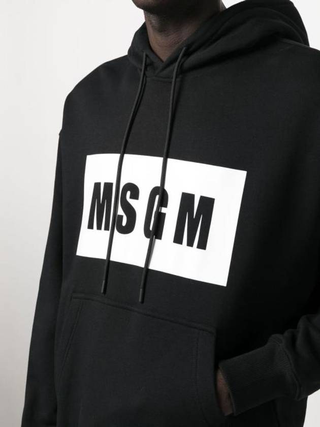 Box Logo Print Cotton Hoodie Black - MSGM - BALAAN 4