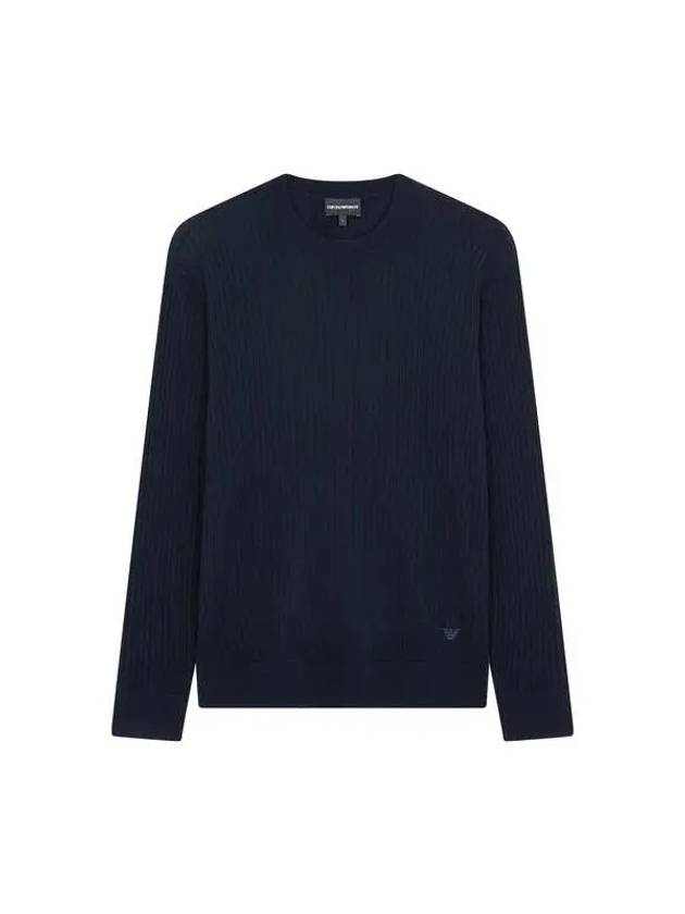 Men s chunky ribbed crewneck knit dark navy 270112 - EMPORIO ARMANI - BALAAN 1