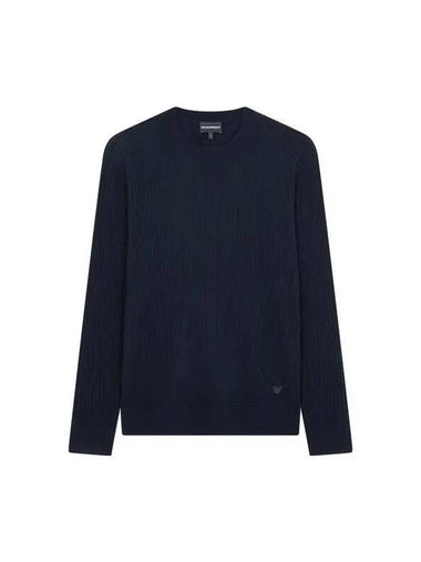 Men s chunky ribbed crewneck knit dark navy 270112 - EMPORIO ARMANI - BALAAN 1