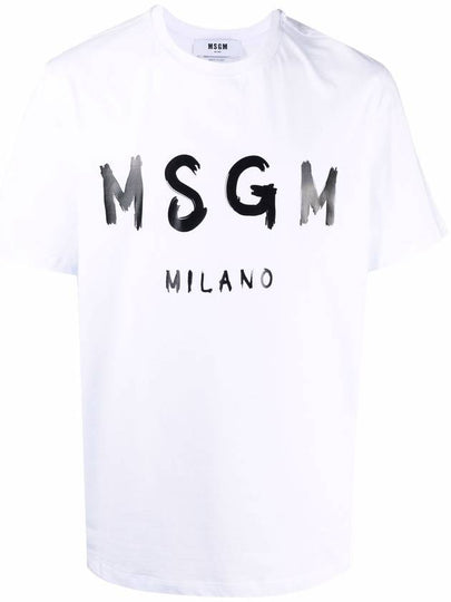 Brushed Logo Short Sleeve T-Shirt White - MSGM - BALAAN 2