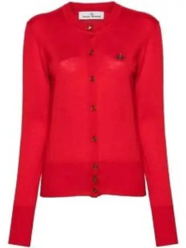 Bea Embroidered Logo Cardigan Red - VIVIENNE WESTWOOD - BALAAN 2