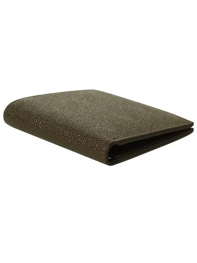 Pebble Grain Leather Half Wallet Dark Brown - THOM BROWNE - BALAAN 4