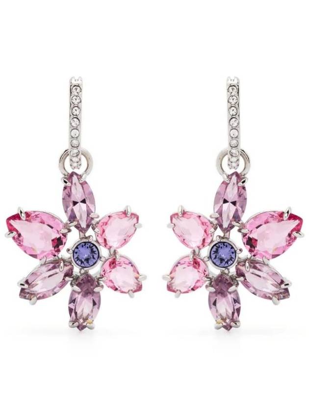 Gema Flower Drop Earrings Pink Silver - SWAROVSKI - BALAAN 1