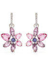 Gema Flower Drop Earrings Pink Silver - SWAROVSKI - BALAAN 1