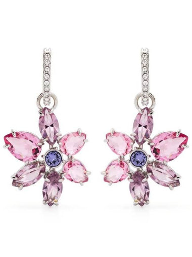 Gema Flower Drop Earrings Pink Silver - SWAROVSKI - BALAAN 1