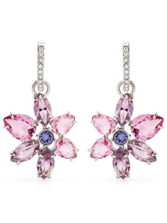 Gema Flower Drop Earrings Pink Silver - SWAROVSKI - BALAAN 1