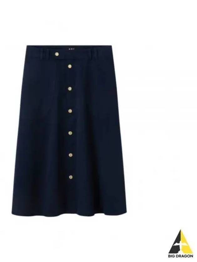 Jamie Mid Waist Cotton A-Line Skirt Dark Navy - A.P.C. - BALAAN 2