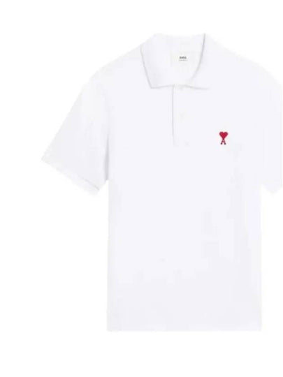 Heart Logo Polo Shirt White - AMI - BALAAN 2