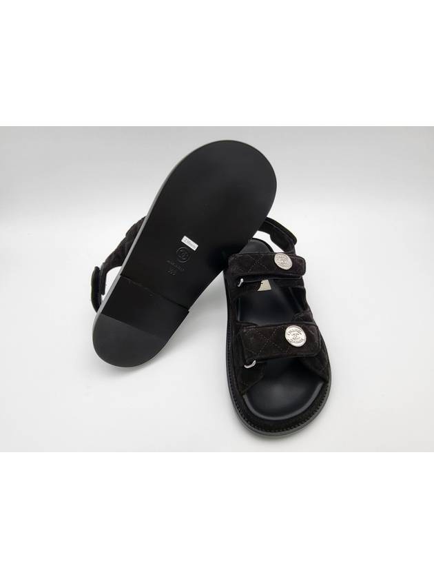 Suede Velcro Sandals Black - CHANEL - BALAAN.