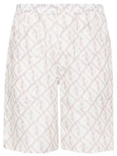 Logo Monogram Linen Bermuda Shorts Beige - FENDI - BALAAN 2