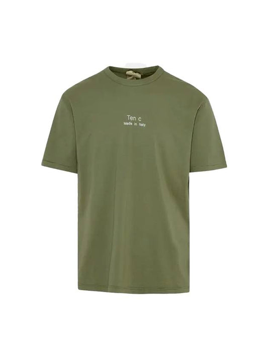 Men's Logo Cotton Short Sleeve T-Shirt Khaki - TEN C - BALAAN.