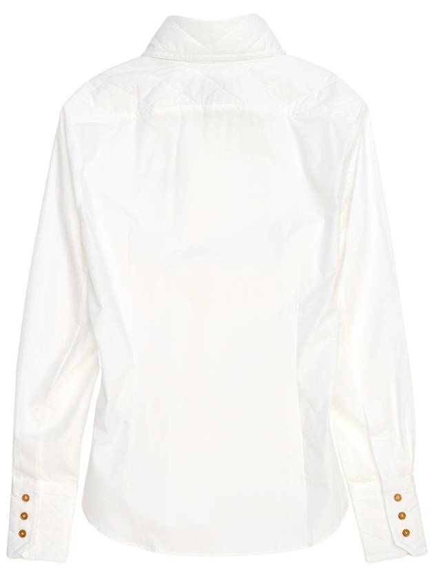 Embroidered Logo Big Collar Cotton Long Sleeve Shirt White - VIVIENNE WESTWOOD - BALAAN 3