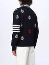 Anchor Intarsia 4-Bar V-Neck Cardigan Navy - THOM BROWNE - BALAAN 6