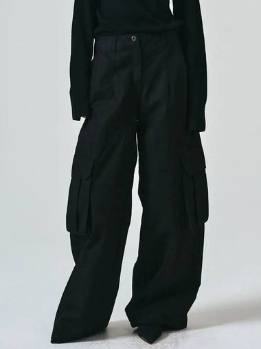 Cotton Field Wide Pants Black - NOIRER FOR WOMEN - BALAAN 1