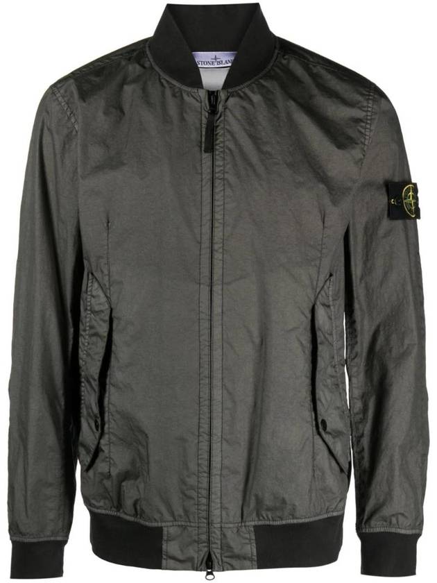 Men's Wappen Patch Zip-Up Bomber Jacket Green - STONE ISLAND - BALAAN 1