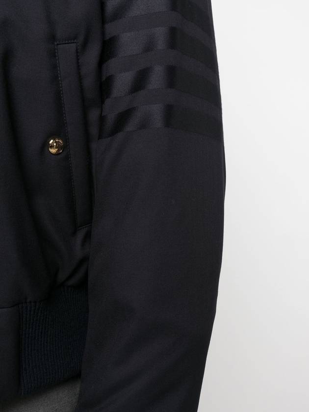 4 Bar Oversized Down Bomber Jacket Navy - THOM BROWNE - BALAAN 6