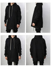 Drawstring Long Line Heavy Cotton Jersey Midi Hoodie Black - RICK OWENS - BALAAN 3