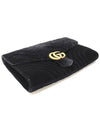 498079 Black velvet matelass chevron gold plated GG Marmont clutch - GUCCI - BALAAN 5