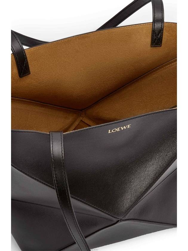 Puzzle Fold Medium Shiny Calfskin Tote Bag Black - LOEWE - BALAAN 7