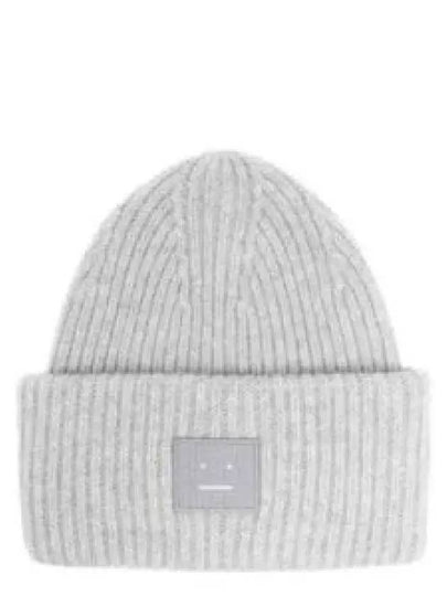 Face Patch Ribbed Wool Beanie Grey - ACNE STUDIOS - BALAAN 2