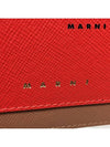 Color Block Saffiano Handle Pouch Bag Camel Red - MARNI - BALAAN 9