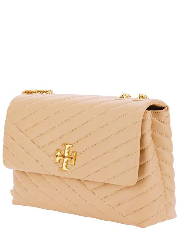 Kira Chevron Convertible Shoulder Bag Beige - TORY BURCH - BALAAN 3