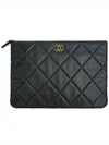 19 Chain Logo Quilting Large Lamskin Clutch Back Black - CHANEL - BALAAN 1