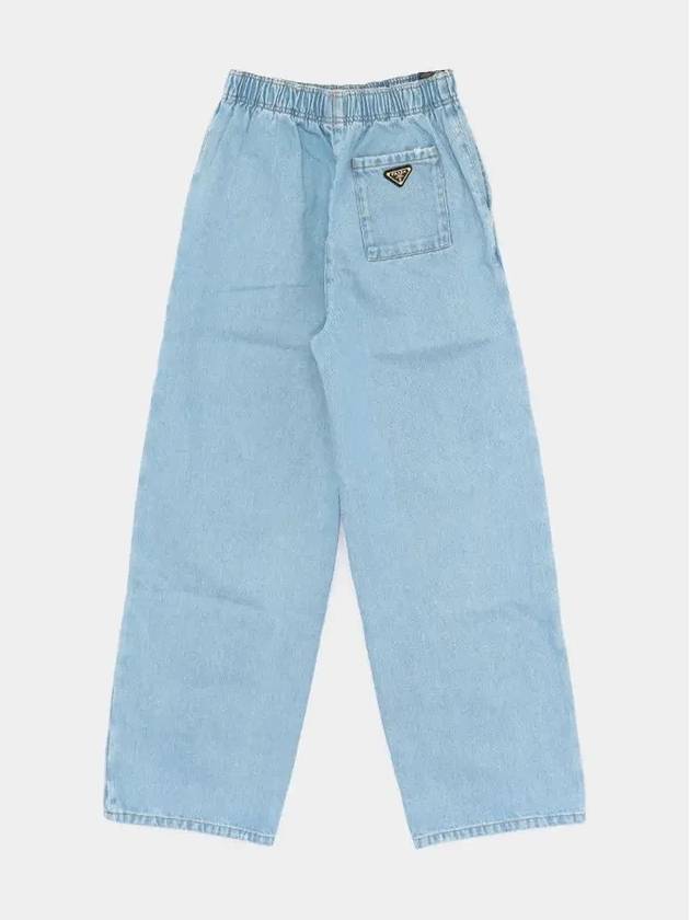 Triangle Logo Wide Jeans Sky Blue - PRADA - BALAAN 4