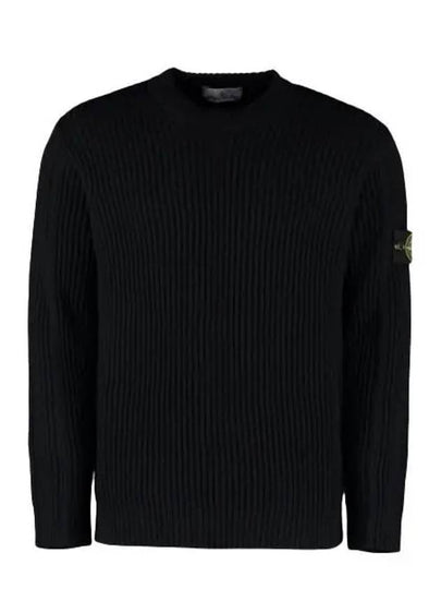 Full Rib Wool Knit Top Black - STONE ISLAND - BALAAN 2